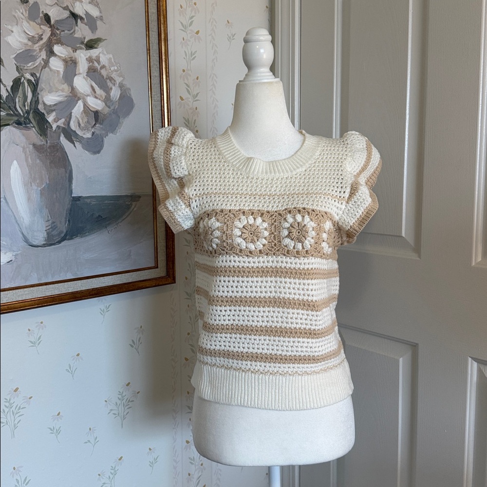Elie Tahari Crochet-Style Sweater